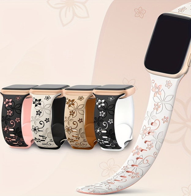 samusak Uhrenarmband Silikon, floral, Damen - Bild 1