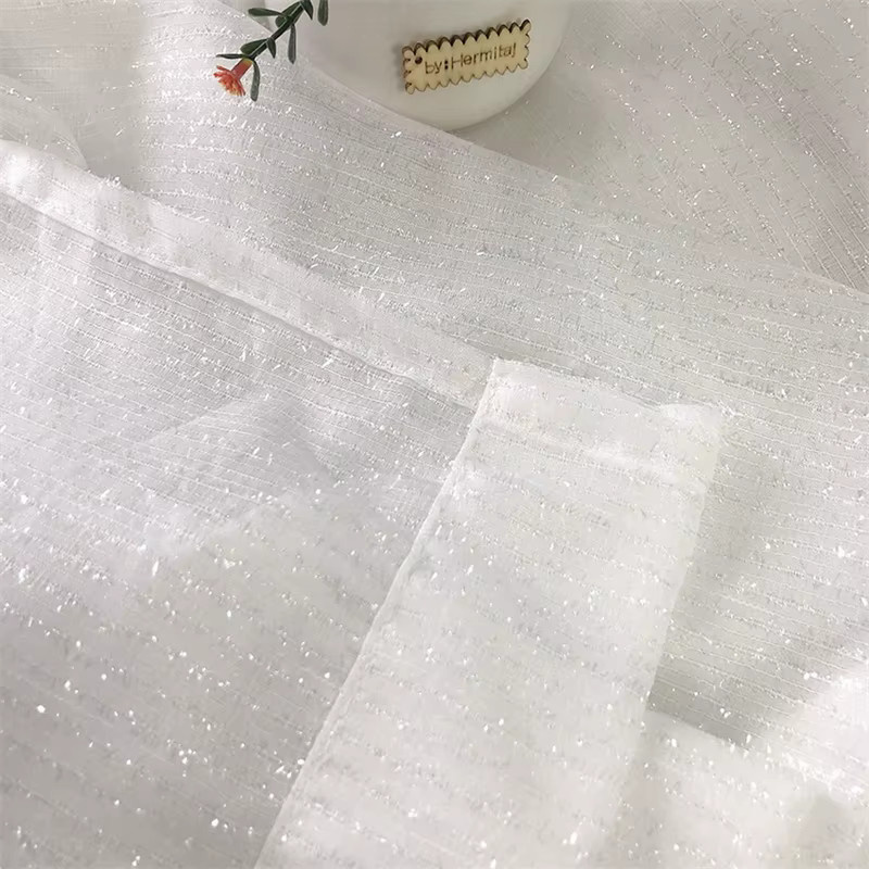 NewWPKIRA Transparentes Tüllvorhang-Set mit silbernen Streifen, Moderne Voile-Gaze-Vorhänge für Wohnzimmer und Schlafzimmer, Breite: 100 cm, Höhe: 180 cm - Bild 2