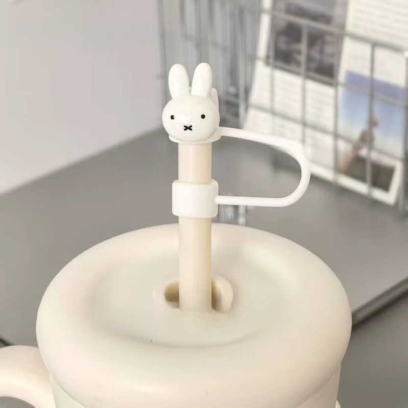 Miffy Strohhalm-Staubschutzkappe in Weiß mit niedlicher Cartoon-Puppenform für 10 mm Strohhalme - Bild 1