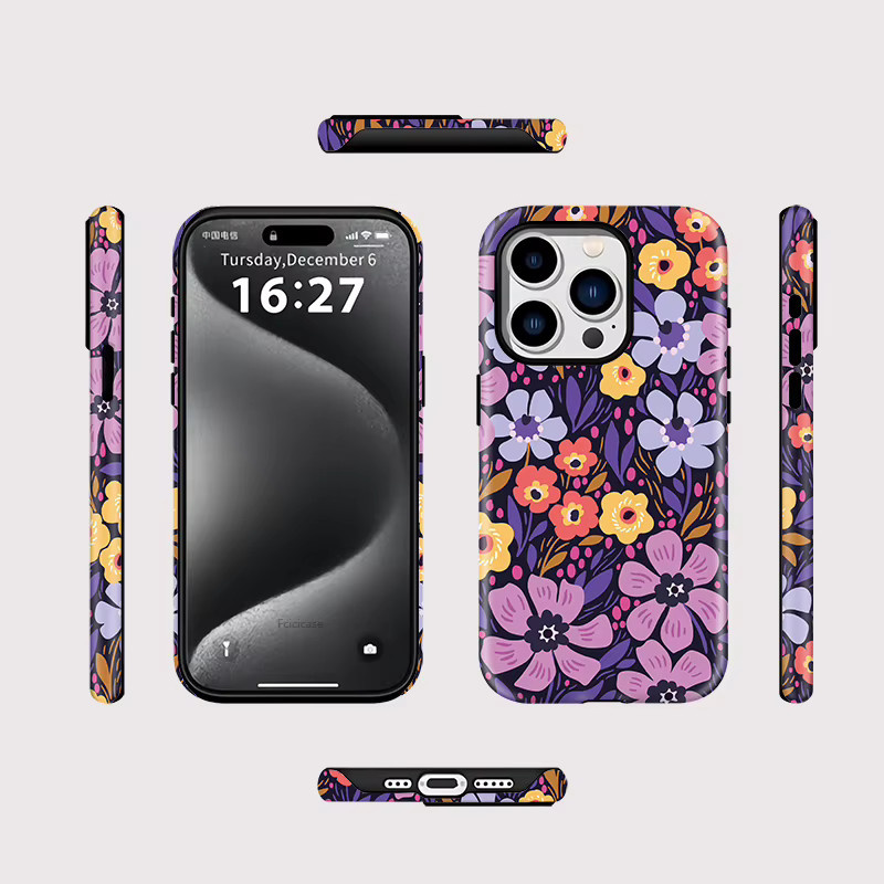 Fcicicase Blumen Handyhülle mit MagSafe für iPhone 15 14 16 13 12 11 Pro Max Plus, stoßfeste Acryl-Schutzhülle, Multicolor - Bild 2