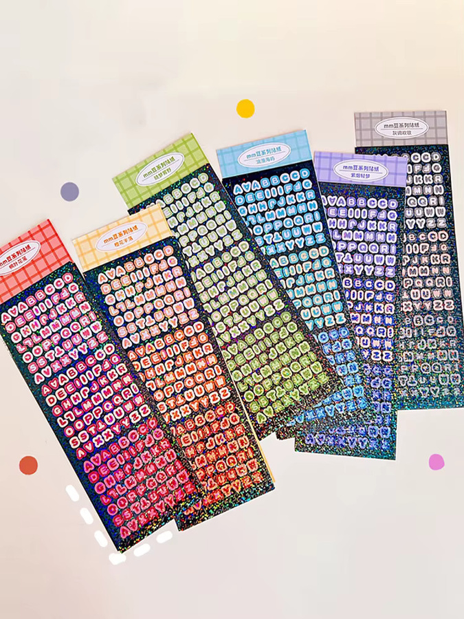 4er Pack Laser-Bling Alphabet Aufkleber in Multicolour zum Dekorieren von Fotokarten, Scrapbooking und DIY-Fotoalben - Bild 3