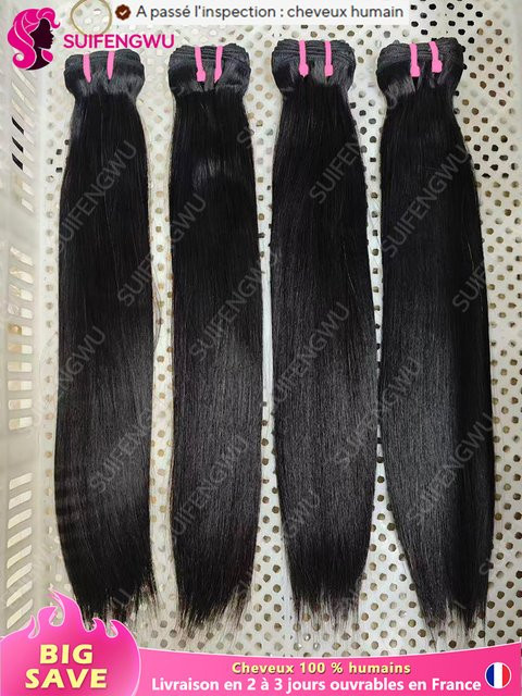 SUIFENGWU Echthaar Extensions, 100% Rohhaar, Gerade, Unisex - Bild 1