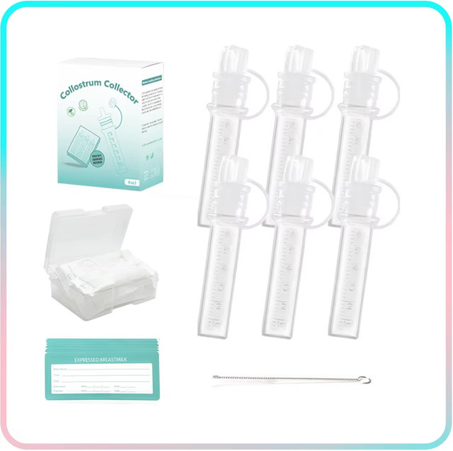 6-teiliges Kolostrum-Sammelset mit 6ml Muttermilch-Sammelbehältern, wiederverwendbare transparente Stillmilch-Behälter für dein Baby - Bild 1