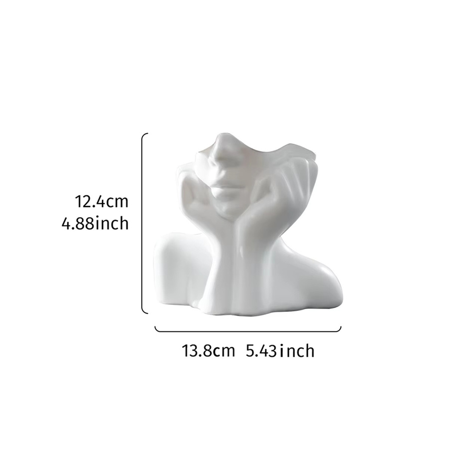 Moderne Charakter-Kunst-Vase aus Harz in Weiß für deine Dekoration im Esszimmer oder Arbeitszimmer - Bild 3