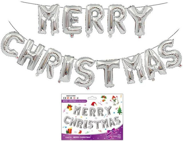 Love Home Garden Frohe Weihnachten Luftballons Banner Party Dekoration in Silber - Bild 1