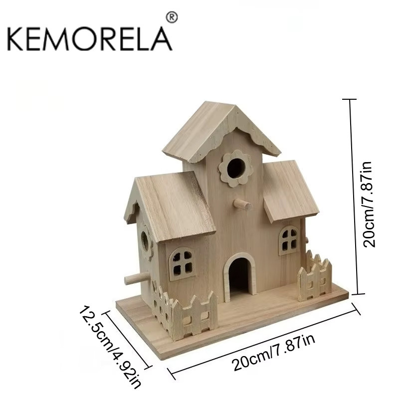 Kemorela Hängendes Vogelhaus aus Holz in Braun für Kolibris, Kardinäle und Blaumeisen - Bild 6