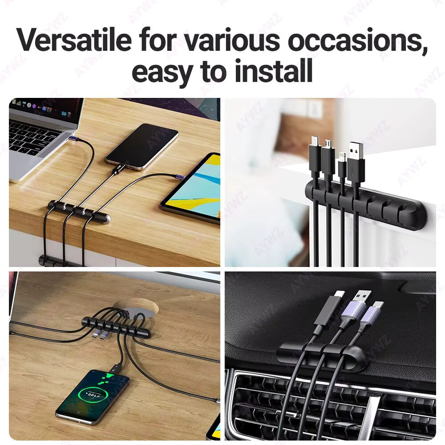Selbstklebende Kabelhalter-Clips in Schwarz für dein Kabelmanagement am Schreibtisch, Nachttisch oder für USB- und Netzkabel - Bild 3