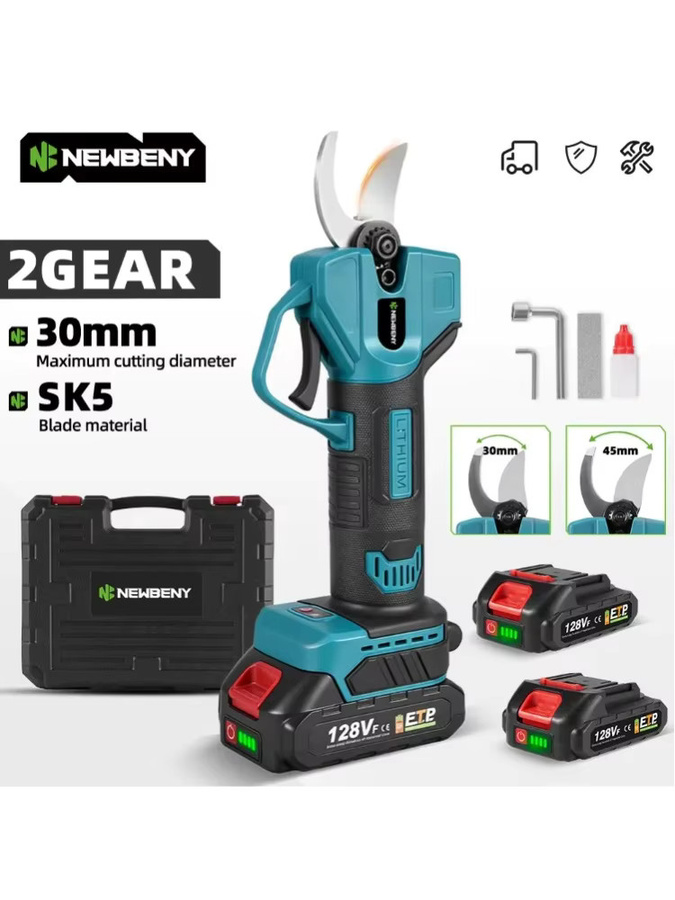 NEWBENY Elektrische Astschere mit 30mm Schneidkapazität, kabellose 2-Gang Obstbaum-Schere aus SK5 Stahl, kompatibel mit Makita LXT Akku - Bild 7