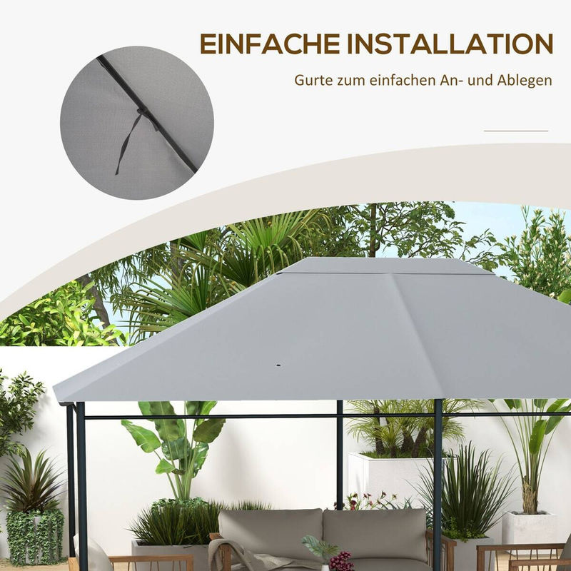 Outsunny Pavillondach aus Polyester in Hellgrau mit UPF 50+, B/H/L: 297 x 1 x 397 cm - Bild 4