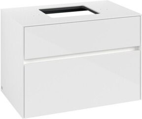 V&B Waschtischunterschrank Collaro in Weiß glänzend mit Waschtisch und LED-Beleuchtung B/T/H: 80 x 50 x 54,8 cm - Bild 1