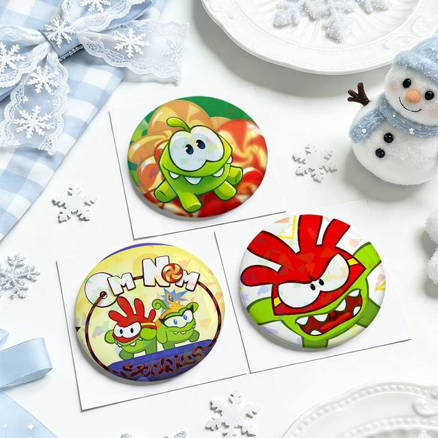 Lustiger Frosch-Cartoon Anstecker als runde Reversnadel und Brosche aus Metall - Bild 1