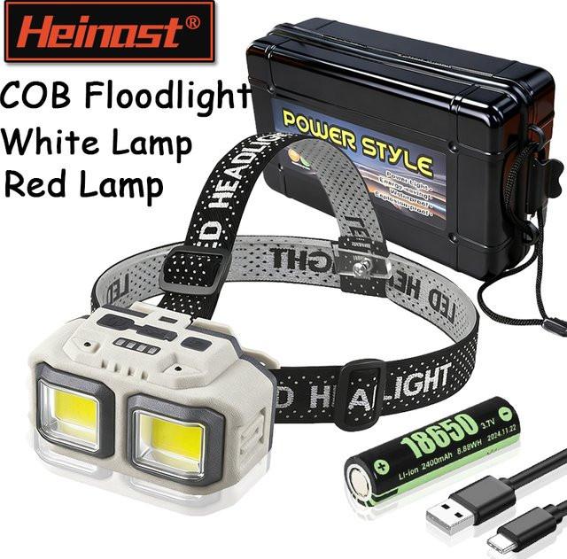 Heinast LED-Induktionsscheinwerfer in Weiß, USB wiederaufladbarer Floodlight mit 4 Beleuchtungsmodi, wasserdicht für Camping, Angeln und Bergbau - Bild 1
