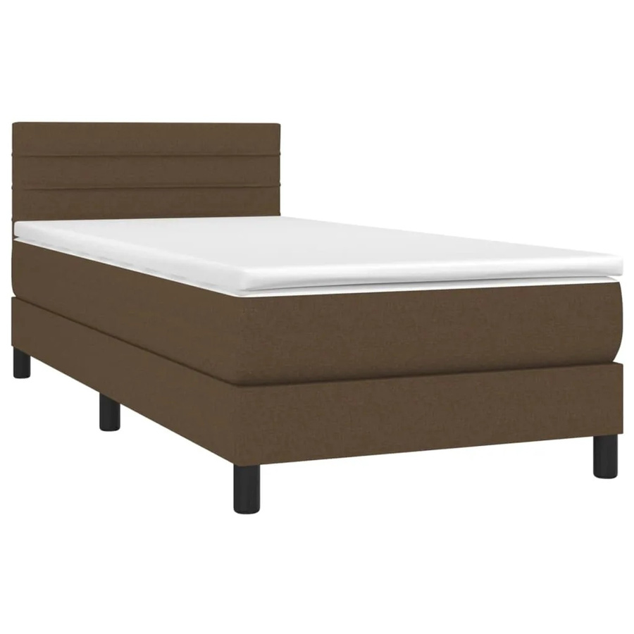 vidaXL Boxspringbett mit Matratze in Dunkelbraun, Hybridbett mit LED-Unterbettbeleuchtung und USB-Ladeanschluss, B/T: 100 x 200 cm - Bild 2