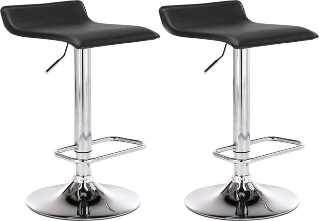 TPFLiving 2er Set Barhocker Dynasty One mit Kunstleder in Schwarz und Metallgestell in Chromoptik, Höhe: 85 cm, Breite: 41 cm, Tiefe: 41 cm - Bild 1