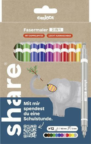 share Doppelfasermaler Basic 2 in 1 Set, Mehrfarbig, 12 Stück - Bild 1
