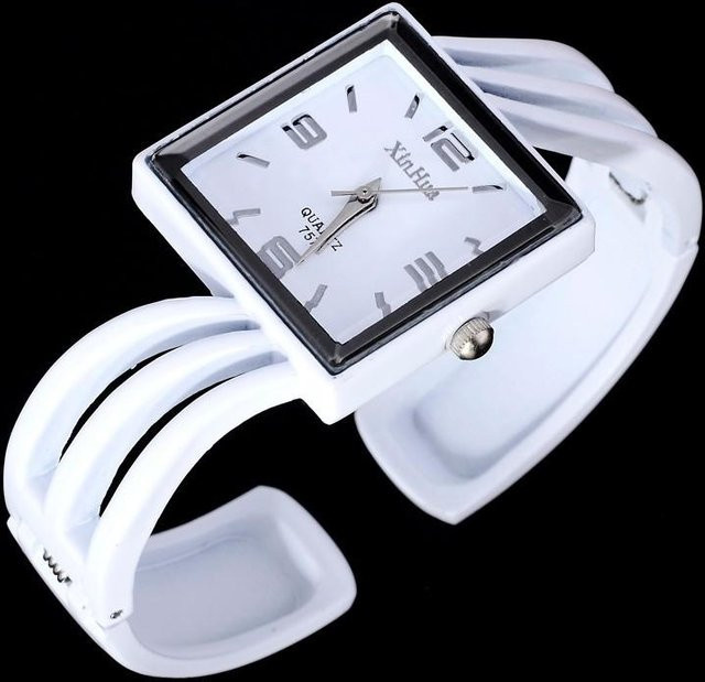 Armbanduhr Damen, Edelstahl, Quarz, Weiß, Eckig - Bild 1