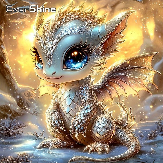 EverShine Diamant-Stickerei Drachen-Tiergemälde als quadratisches Strass-Mosaik-Bild in Multicolour für Erwachsene und Anfänger, Breite: 20 cm, Höhe: 20 cm, Tiefe: 20 cm - Bild 1