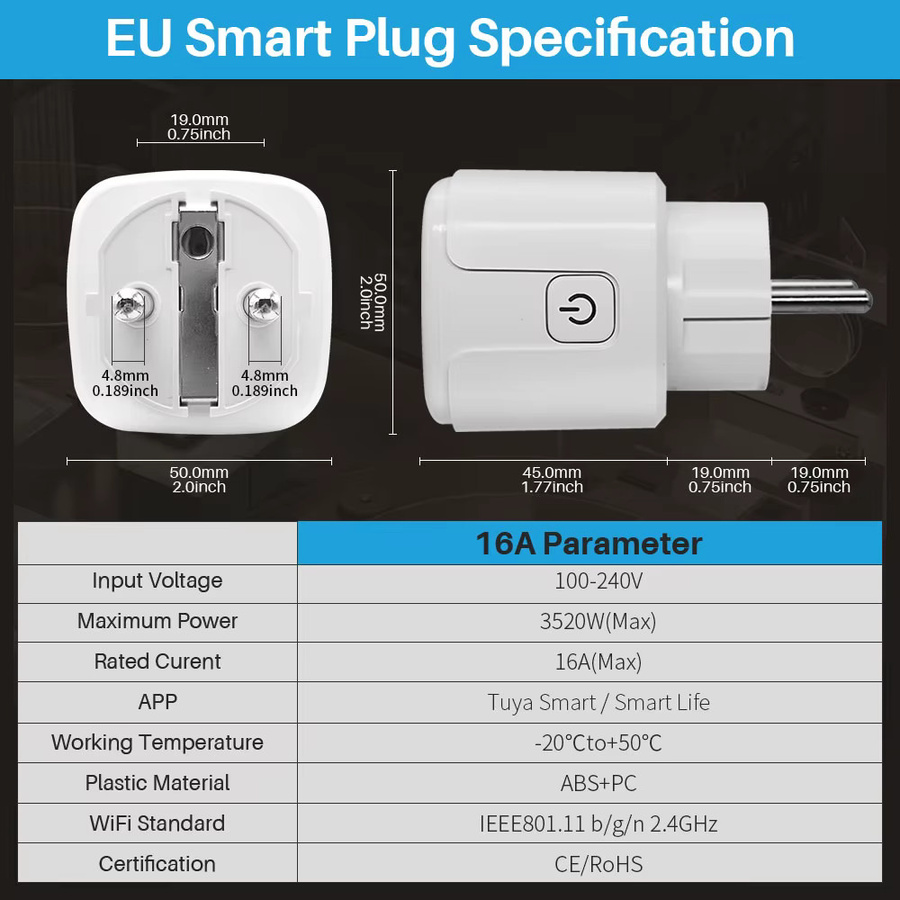 Tuya Smart WiFi Steckdose in Weiß mit Stromüberwachung und Zeitschaltuhr, kompatibel mit Alexa, Google Home und Yandex Alice - Bild 2