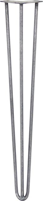 Monstershop 4er Set Hairpin Tischbeine mit 3 Streben aus Rohstahl in Matt, Höhe: 71 cm - Bild 1