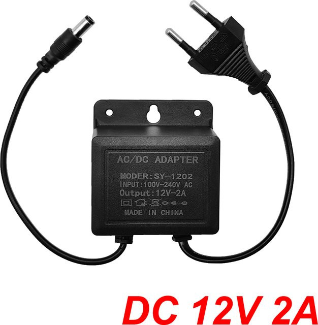 JIENUO AC/DC 12V 2A CCTV Kamera Netzteil, wasserdichtes Outdoor Power Adapter mit EU Stecker in Schwarz - Bild 1