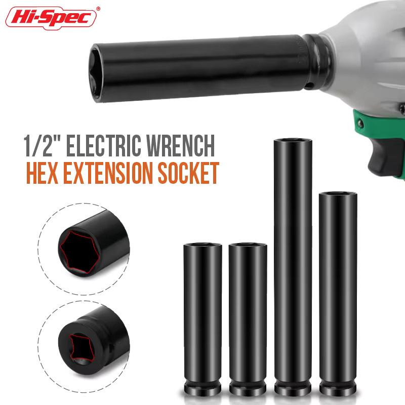 Hi-Spec Schlagschrauber-Steckschlüssel 1/2 Zoll Langschaft Adapter in Schwarz für elektrische und pneumatische Werkzeuge - Bild 2