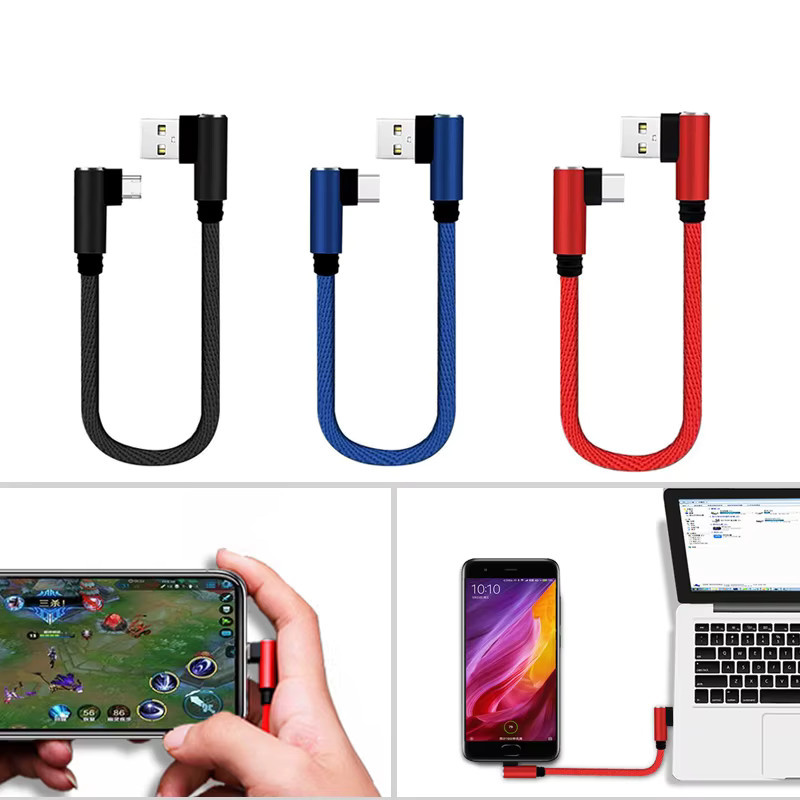MCGILLON Schnellladekabel mit 90 Grad Doppel-Elbow für USB C und Micro-USB, Blau, Länge: 25 cm - Bild 4