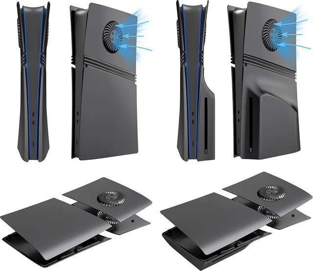 ALLOET Frontplatte Konsolenabdeckung aus ABS Hartschale in Schwarz für PlayStation PS5 Pro Disc Edition und Digital Edition - Bild 1