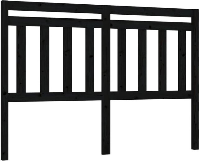 vidaXL Kopfteil aus Massivholz Kiefer in Schwarz, B: 146 cm, T: 4 cm, H: 100 cm - Bild 1