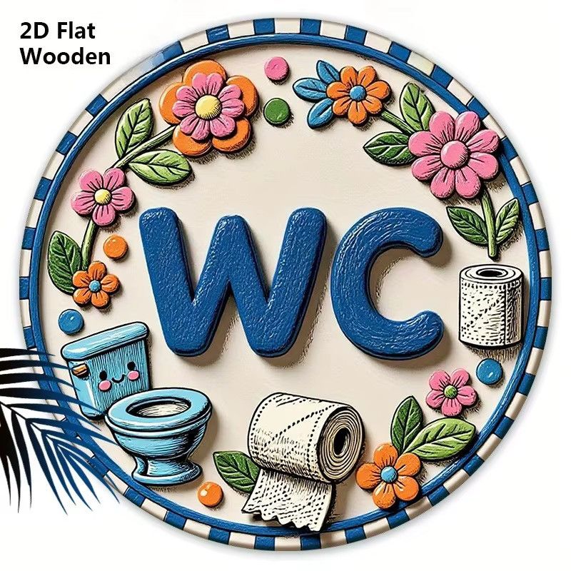 CIFBUY Vintage WC Schild aus Aluminium mit Blumenmuster in Mehrfarbig im Bauernhaus Stil zur Wandmontage - Bild 3