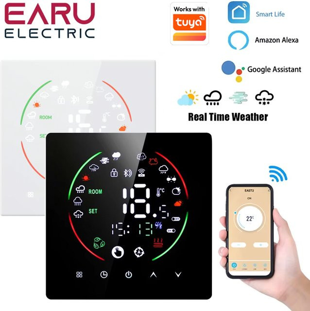 Tuya Smart Thermostat WiFi mit App- und Sprachsteuerung für elektrische Bodenheizung, Wasser- und Gaskessel, Farbe: Schwarz - Bild 1