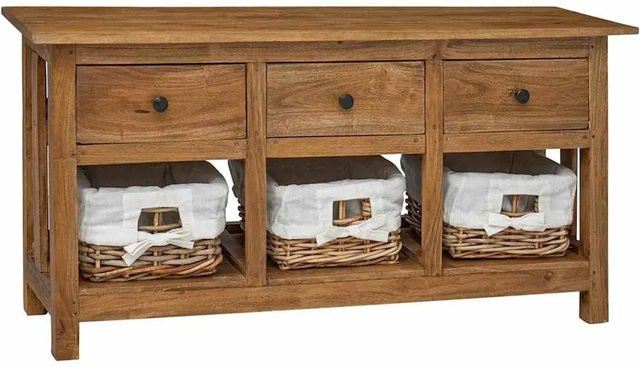vidaXL Sideboard aus massivem Mahagoniholz in Braun im Vintage-Stil, B/T/H: 100 x 30 x 50 cm - Bild 1