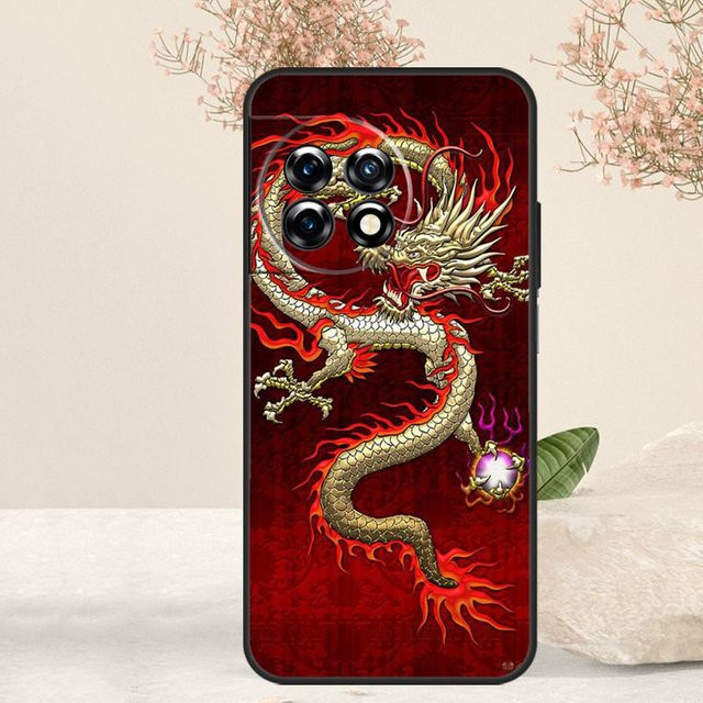 Modische OnePlus Handyhülle mit Chinesischem Drachen Design in Rot - Bild 1