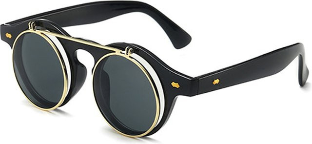 Runde Sonnenbrille, Vollrand, Schwarz, Unisex - Bild 1