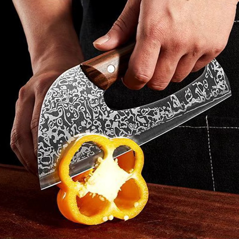 GuanQi Hackmesser aus geschmiedetem Edelstahl in Silber mit Holzgriff - Bild 2