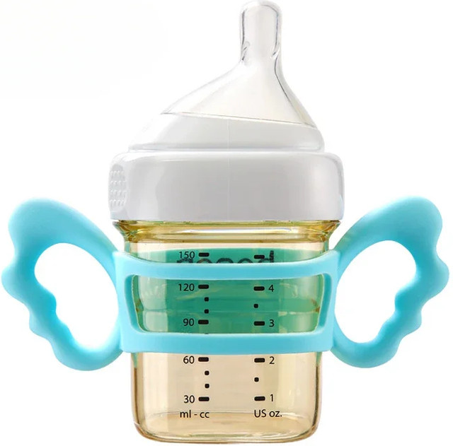 DUTRIEUX Baby-Silikon-Flaschengriffe für Weithalsflaschen in Transparent und Blau - Bild 1