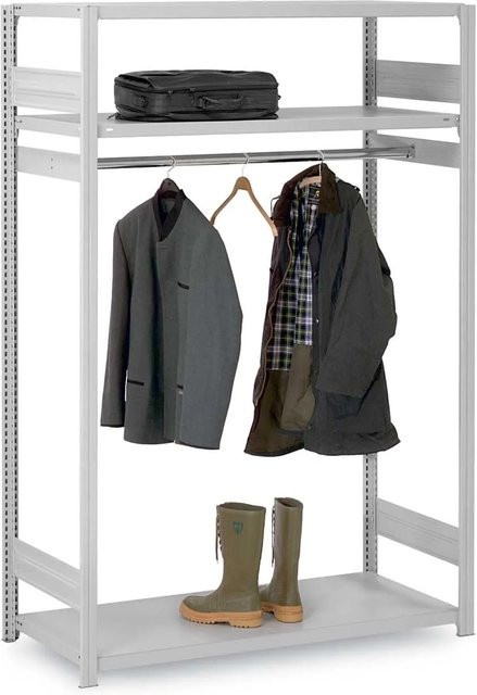 PROREGAL Garderobenregal Stecksystem T-Profil Grundregal in Lichtgrau, H x B x T: 200 x 100 x 60 cm, Fachlast 100 kg - Bild 1
