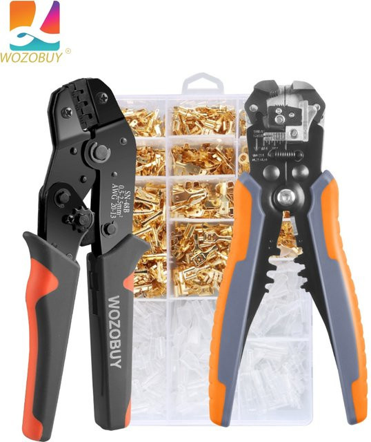 WOZOBUY Crimpzange und Drahtverbinder-Set für 24–14 AWG Flachstecker und offene Anschlussstecker - Bild 1