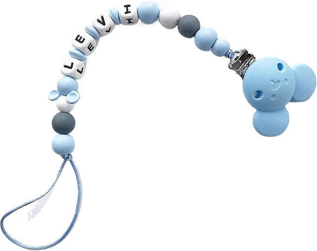 Panplay Personalisierter Namens-Mauskopf-Schnullerclip aus Silikon in Blau - Bild 1