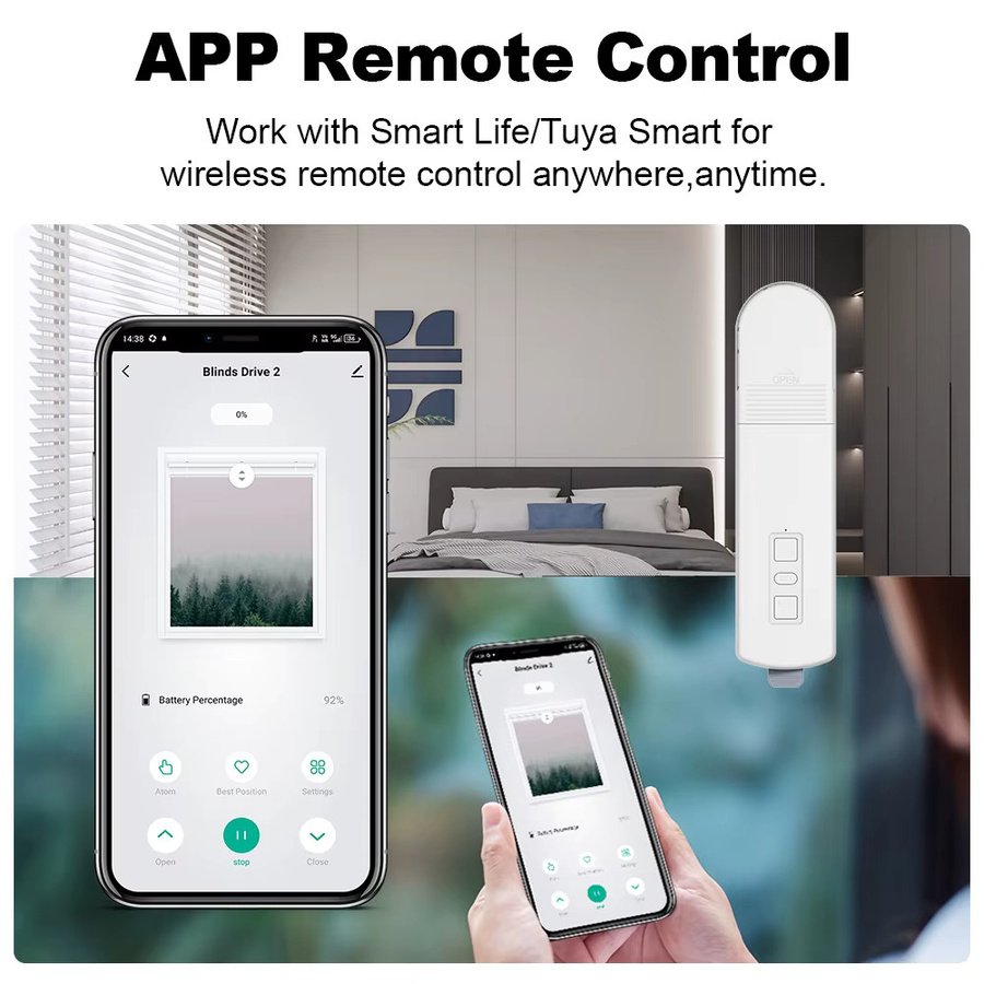 Tuya Zigbee Smart Blind Motor, batteriebetriebener elektrischer Rollmotor in Weiß, kompatibel mit Alexa und Google Home - Bild 2