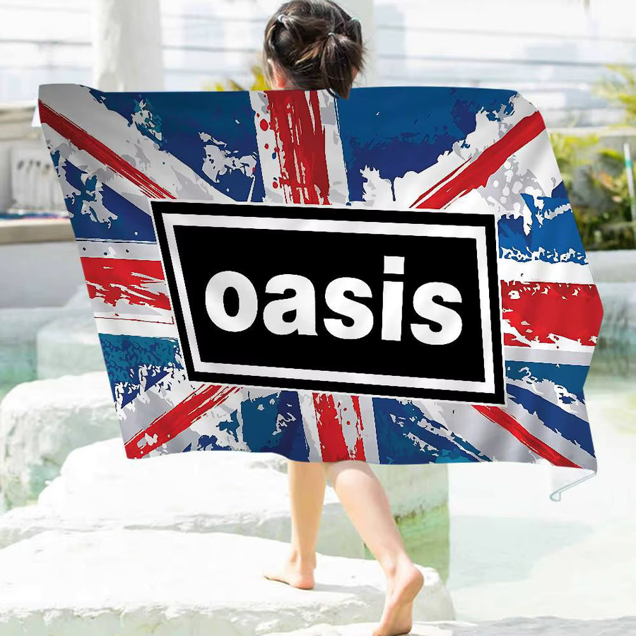 Potdemiel Mikrofaser-Strandtuch Rock Band O-Oasis in Multicolour, saugfähig und schnell trocknend für Yoga, Schwimmen oder Reisen - Bild 5