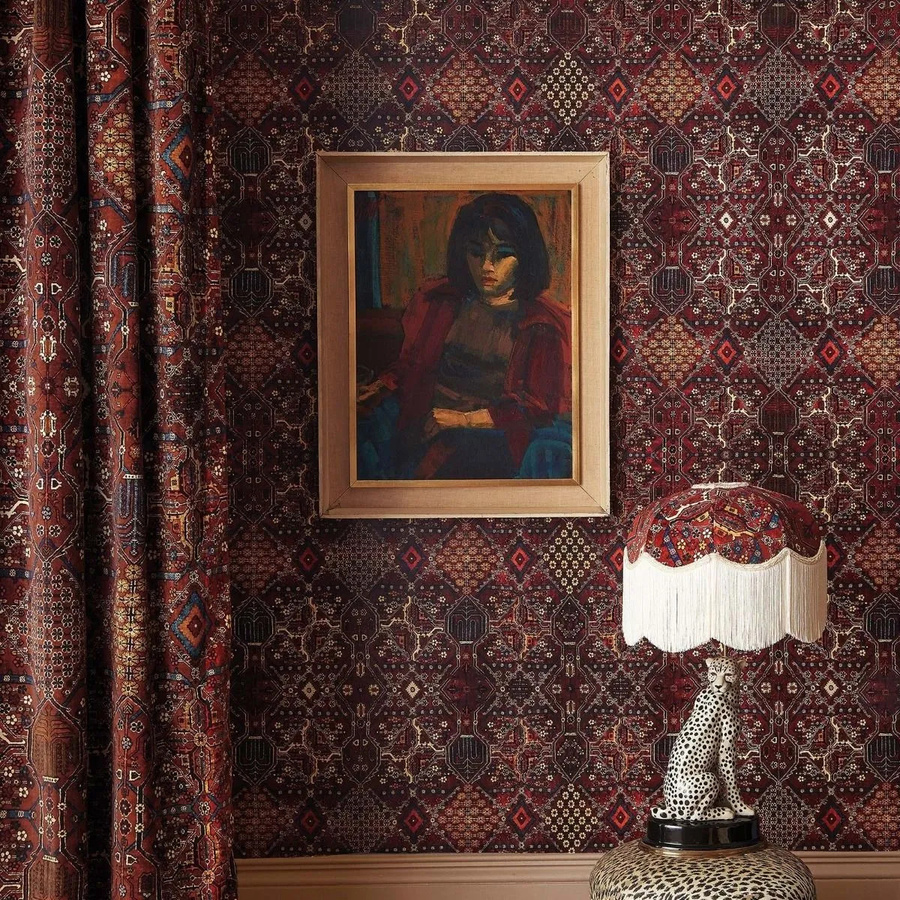 House of Hackney Tapete Mey Meh in Sienna mit abstraktem und orientalischem Design, rot und mehrfarbig, Vlies-Tapete, Breite: 54 cm, Länge: 300 cm - Bild 1