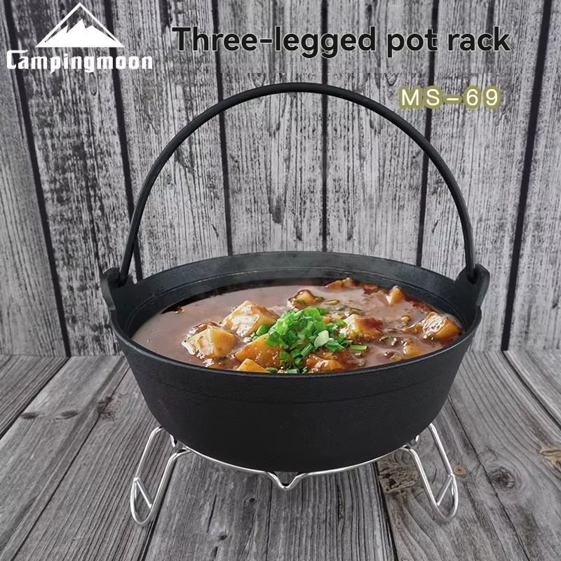 CAMPINGMOON MS-69 Dreibeiniger Topfhalter aus Edelstahl in Silber für Gusseisentöpfe und Dutch Pans - Bild 2