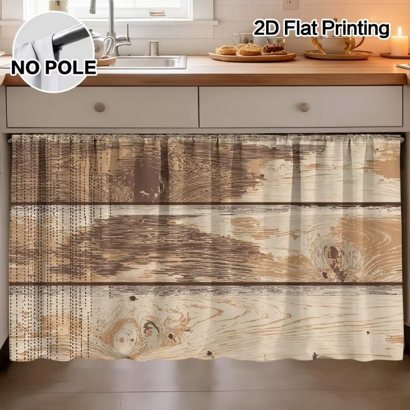 VIKAMA Dekorative Vorhänge im Landhausstil, Braun, Semi-transparent, Stoffpaneel mit Rod-Pocket - Bild 2