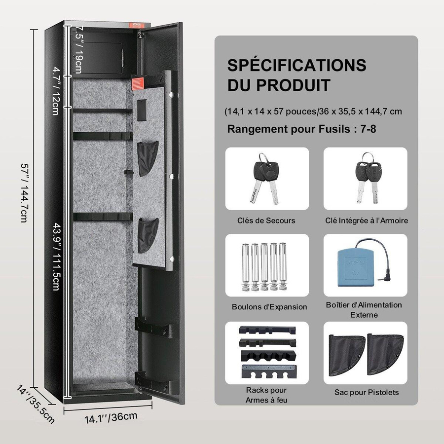 Buying Solutions MB Gewehrschrank mit digitaler Tastatur und Schloss für 5 Gewehre, Schwarz - Bild 2