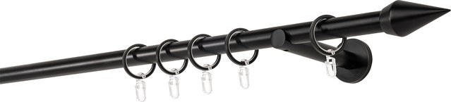 ONDECO Wandträger Rohr 1-läufig mit Endstück in Schwarz, Länge: 290 cm, Durchmesser: 20 mm, Wandabstand: 12 cm - Bild 1