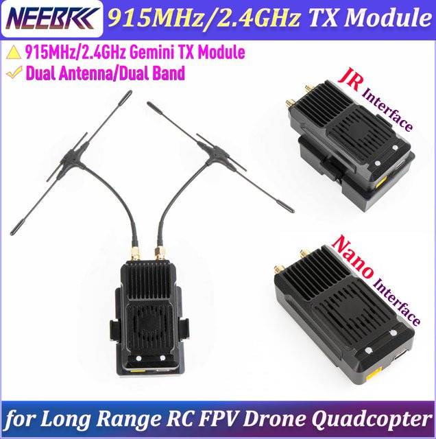 NeebRC ELRS Gemini TX Modul mit Dualantenne für 915MHz/2.4GHz, JR/Nano Schnittstelle, Schwarz - Bild 1