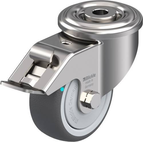 Blickle LEXR-PATH 80KFD-FI Lenkrolle mit Feststeller aus Edelstahl in Grau und Silber, Rad-Durchmesser: 80 mm, Tragfähigkeit: 150 kg - Bild 1