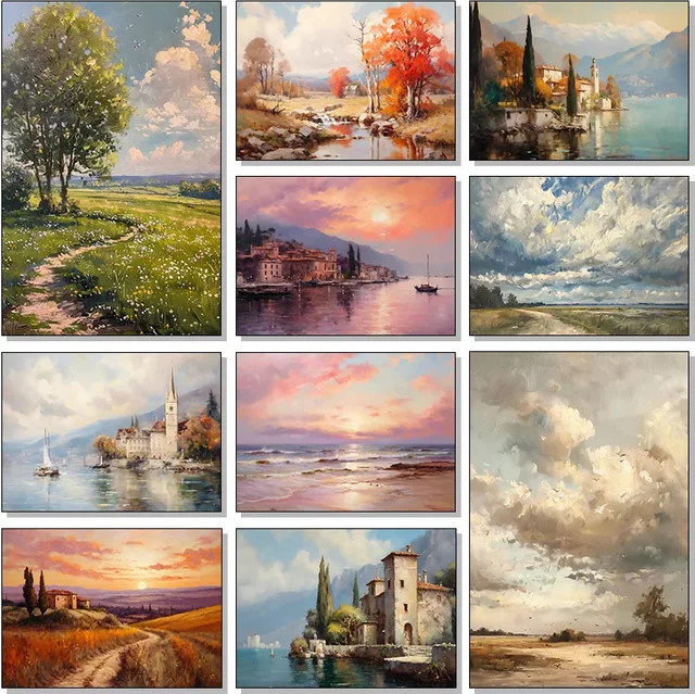 Potdemiel Vintage Meereslandschaft Venedig Leinwandmalerei Multicolour - Bild 1