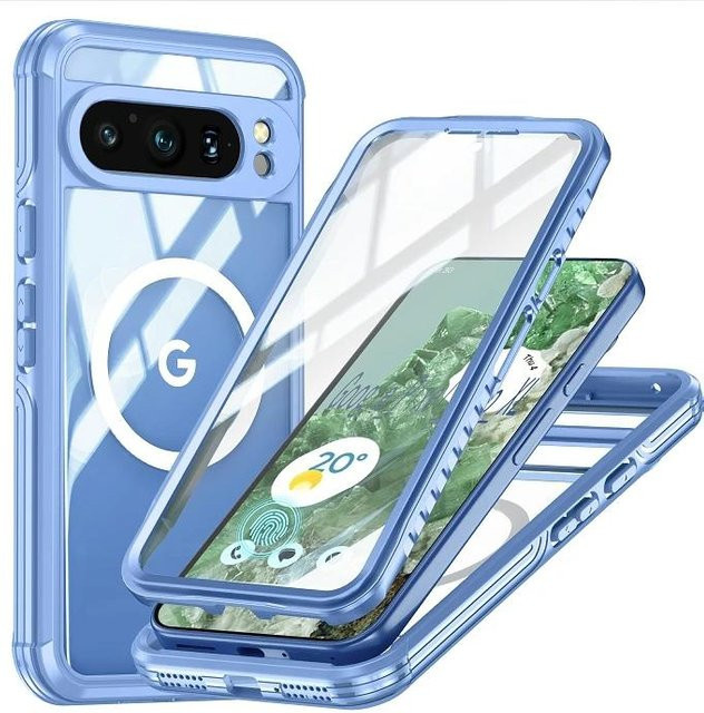 Wasserdichte IP68 Schutzhülle mit Magnetfunktion für Google Pixel 9 Pro und Google Pixel 8 Pro in Blau, stoßfeste Outdoor-Abdeckung für Sport und Tauchen - Bild 1