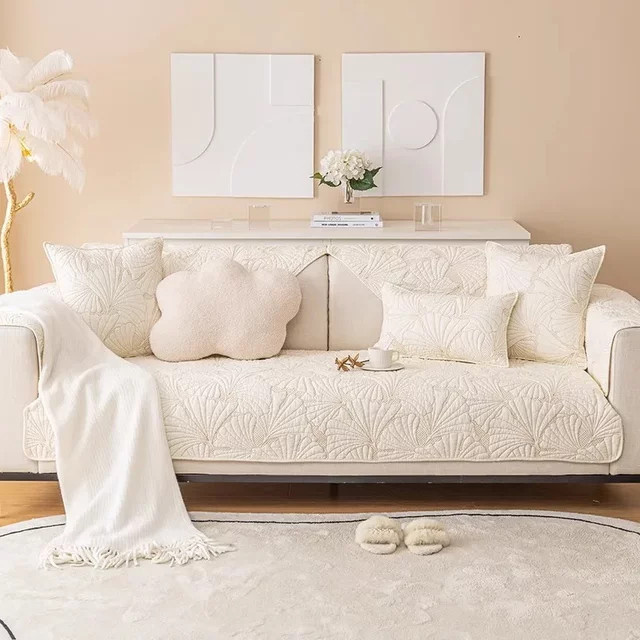 Nordisches Sofa Kissen aus reiner Baumwolle rutschfest in Beige oder Grau - Bild 1